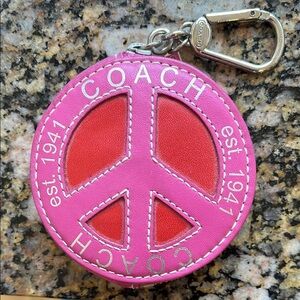 Coach Pink and Red Peace Sign Coin Purse